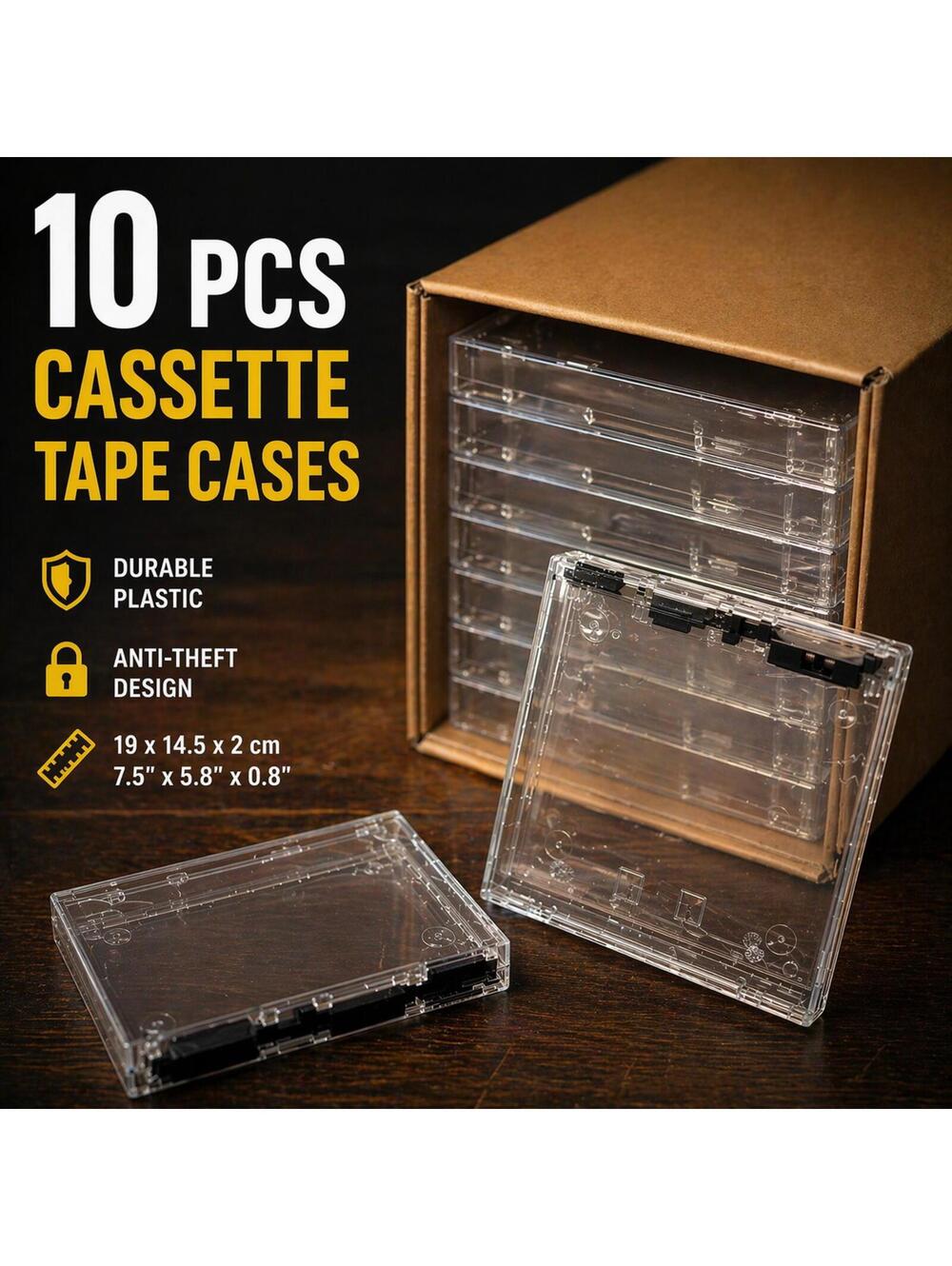 Lot of 10 Retail Anti-Theft Cassette Security Cases Clear Locking Store Display